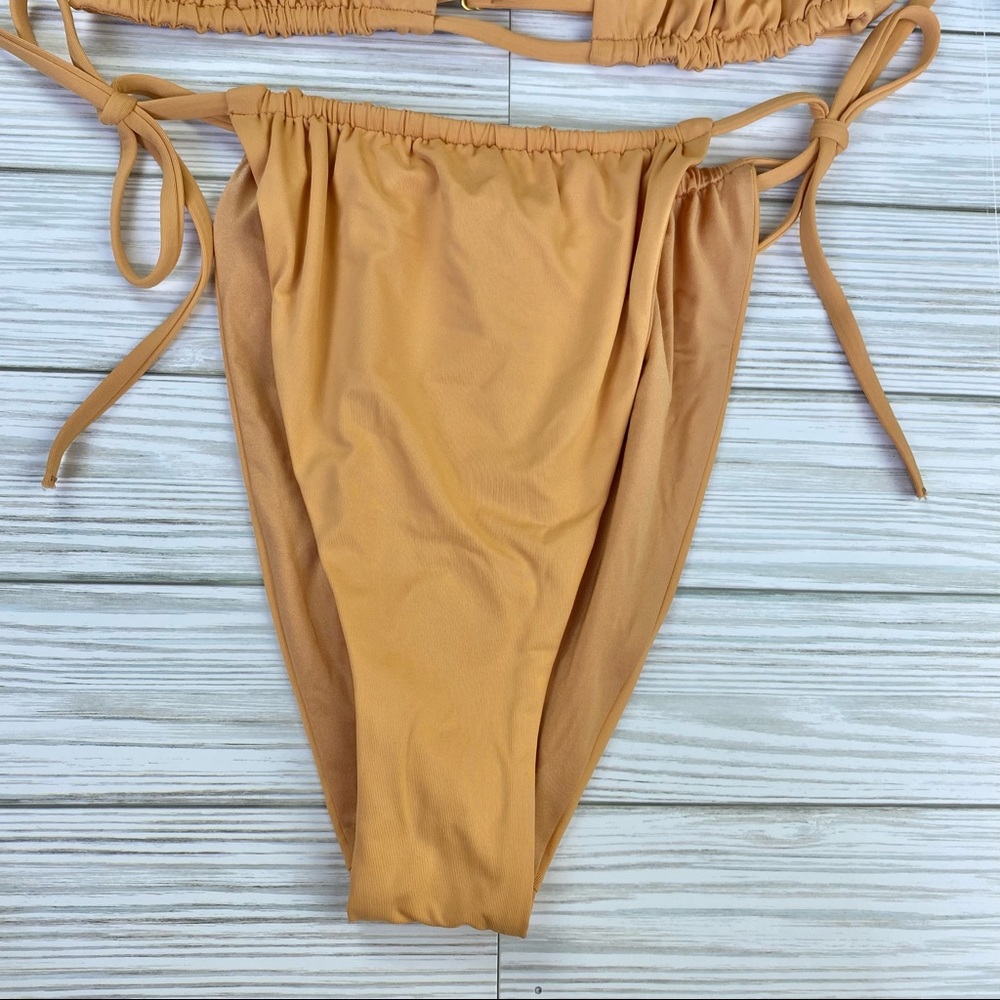 WeWoreWhat Gold Ruched String Bikini - Picture 5 of 7